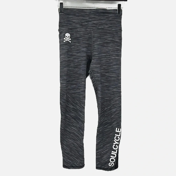Soulcycle Skull & Spellout Heathered Leggings Gray & Black - Size Small - Picture 1 of 6